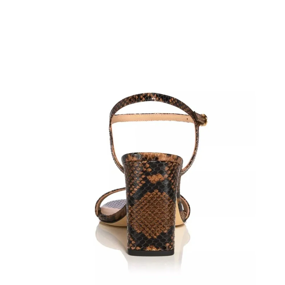 Stuart Weitzman Babette 80 Snake Embossed Leather Sandals SZ 7.5 NEW $550